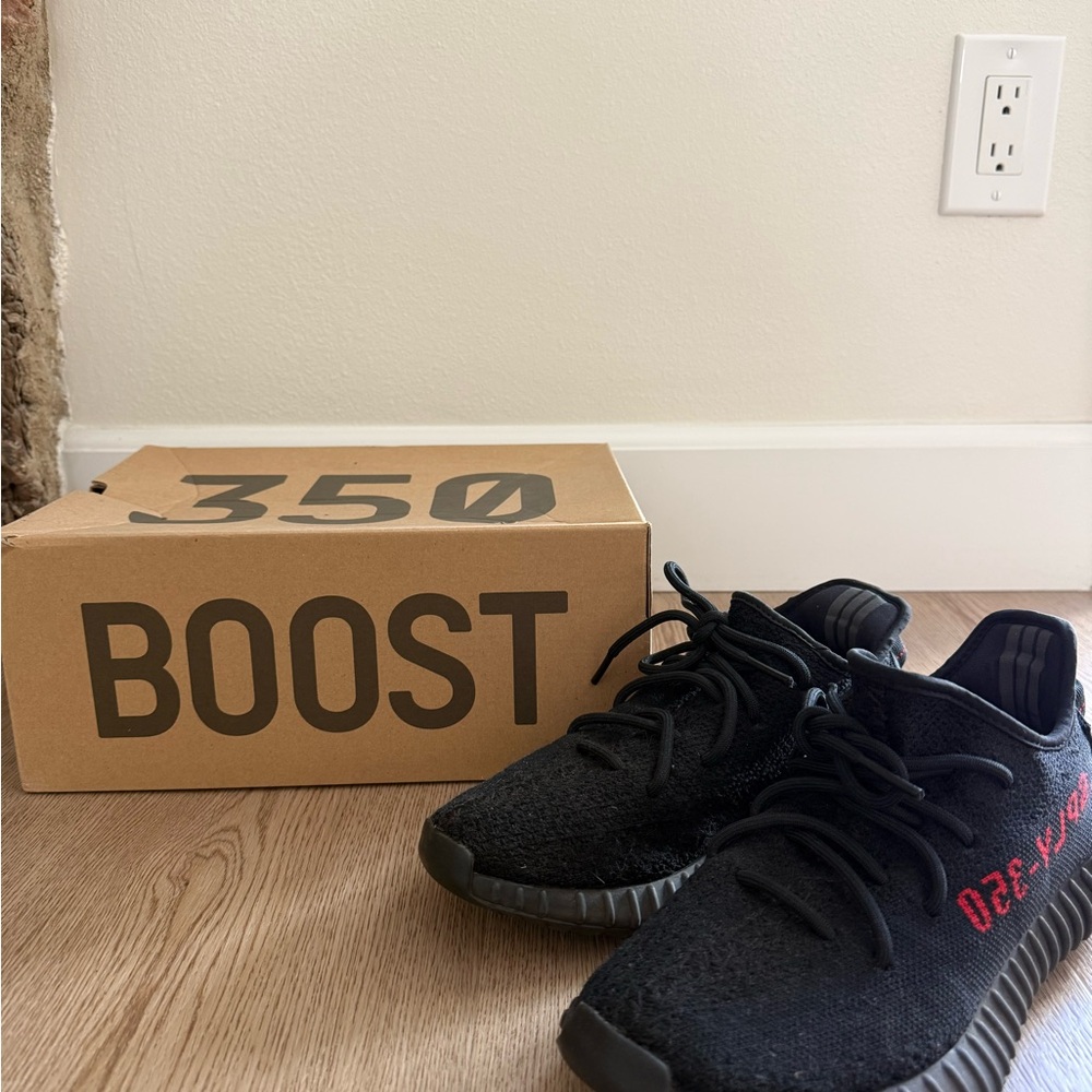 Yeezy Boost 350 V2 Black with Red Stripe